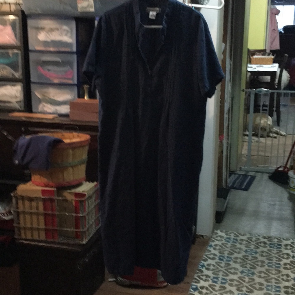 Navy blue 100%linen dress size18